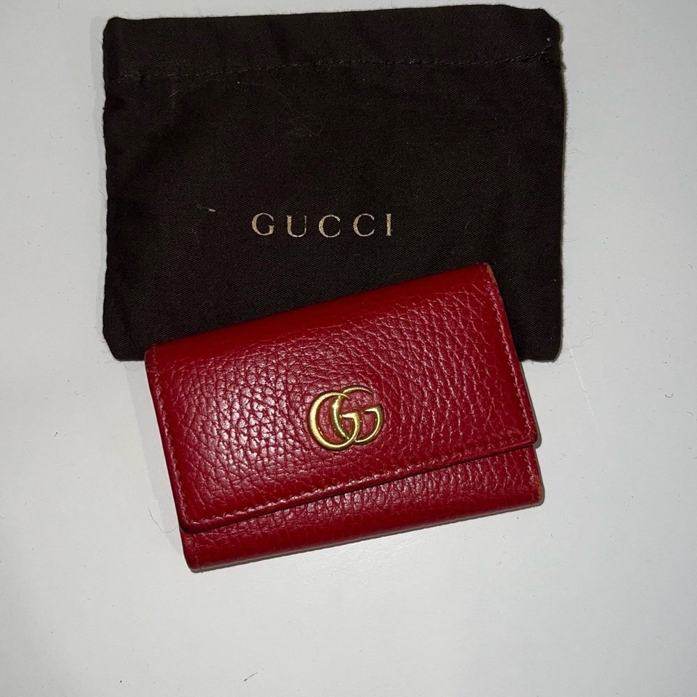 Gucci Red Leather Key Holder